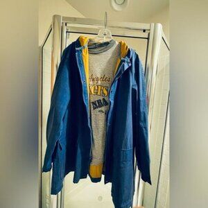 Perry Ellis Sailor Jacket - Size XL - Blue / White - GorpCore- Y2K Hooded Jacket